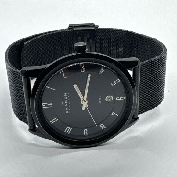 Skagen 124XLBBB Men\'s Black Stainless Steel Mesh Analog Dial Quartz Watch AEA235 main image 4